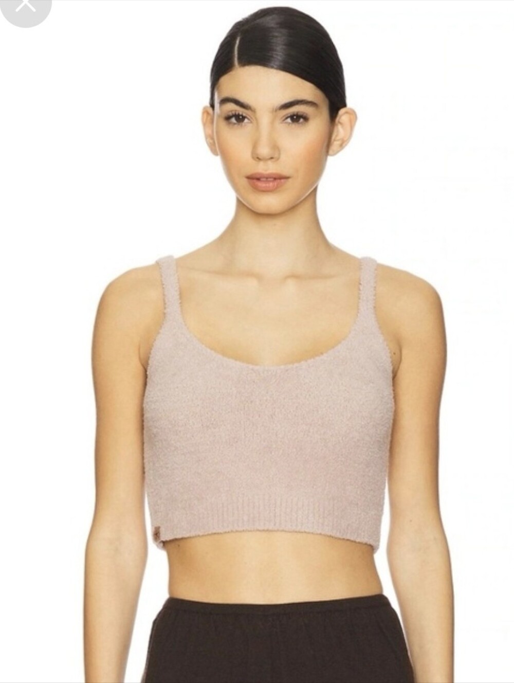 Barefoot Dreams CozyChic Luxe Cropped Cami & Jogger Set In Nude Size M - Picture 3 of 15
